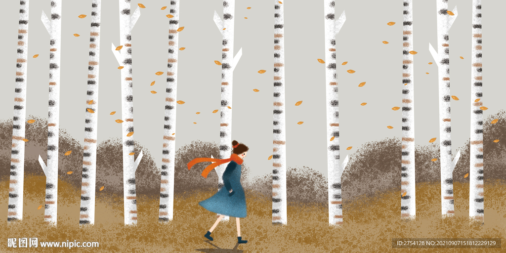 晶瓷画 抽象画 白桦林 女孩