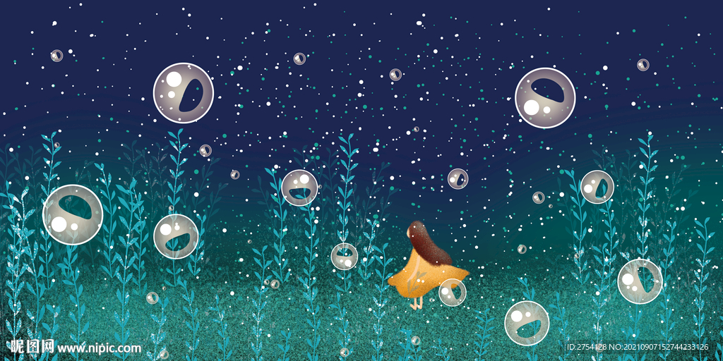 晶瓷画 抽象画 星空夜晚 女孩