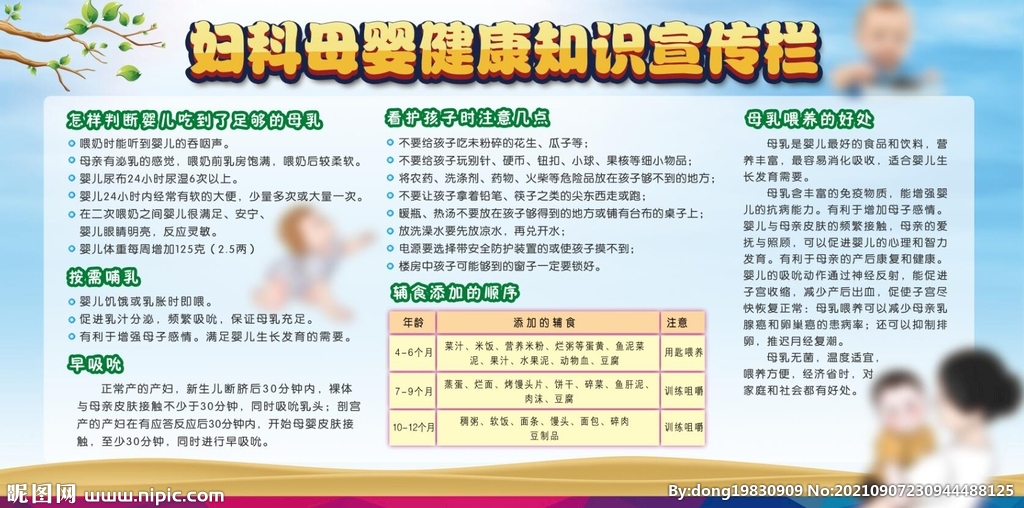 母婴健康新生儿母乳喂养宣传展板