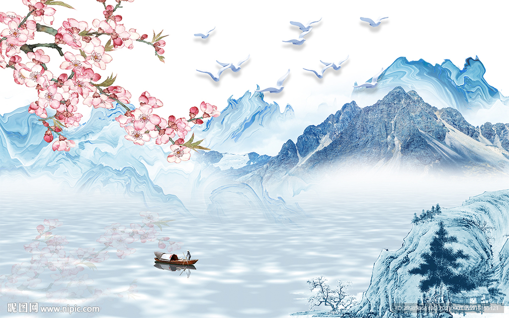 无框新山水背景 tif分层画