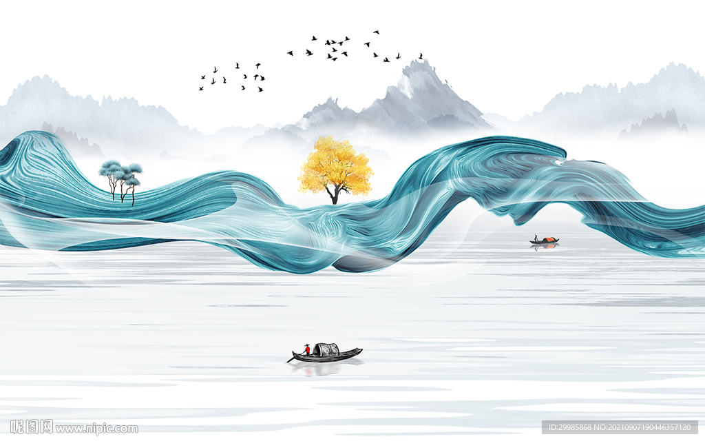 爆款 新山水背景 tif分层画