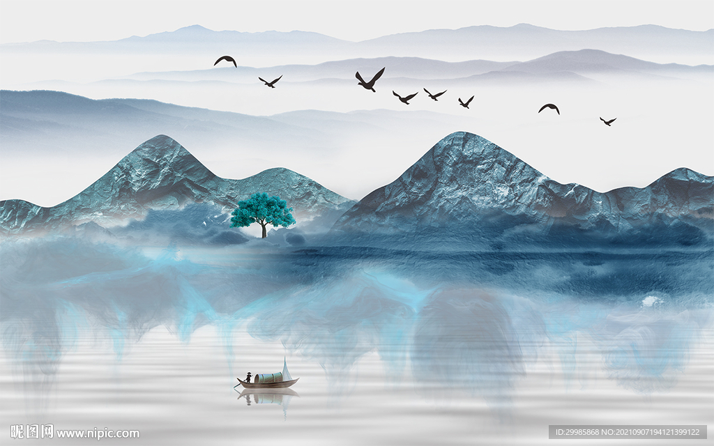 高档 新山水背景 tif分层画