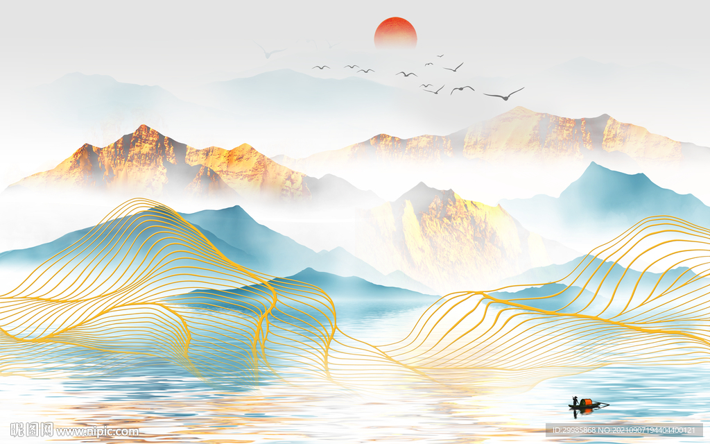 高档 新山水客厅画 tif分层