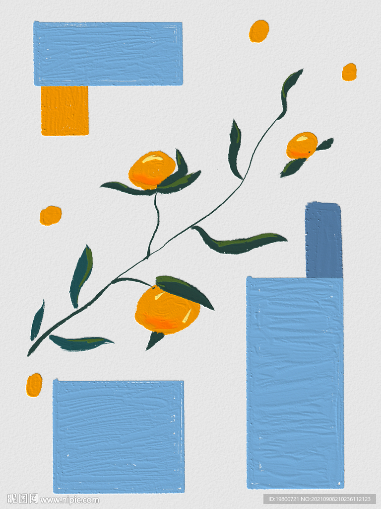 北欧文艺小清新简约蓝色壁画