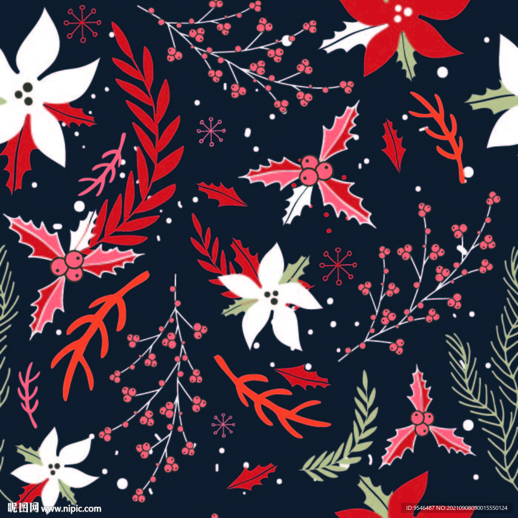 圣诞节 无缝拼接 叶子