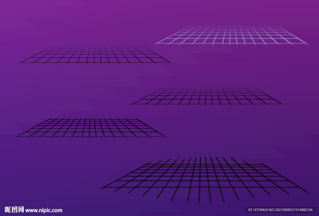 手绘科技感立体网格分层可修改