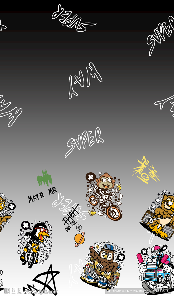 大牌 卡通  字母  渐变  