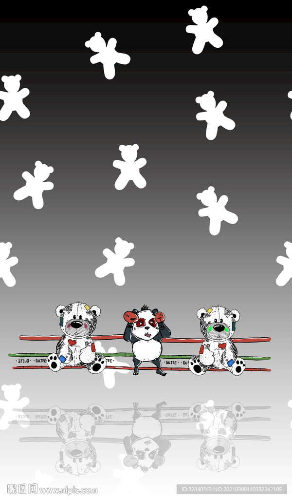 大牌  卡通  定位花  熊