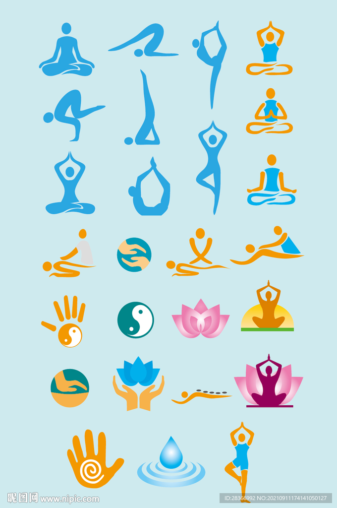AI矢量手绘瑜伽养生人物元素