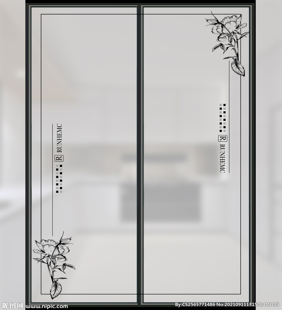 高清分层彩白彩透明底推拉门