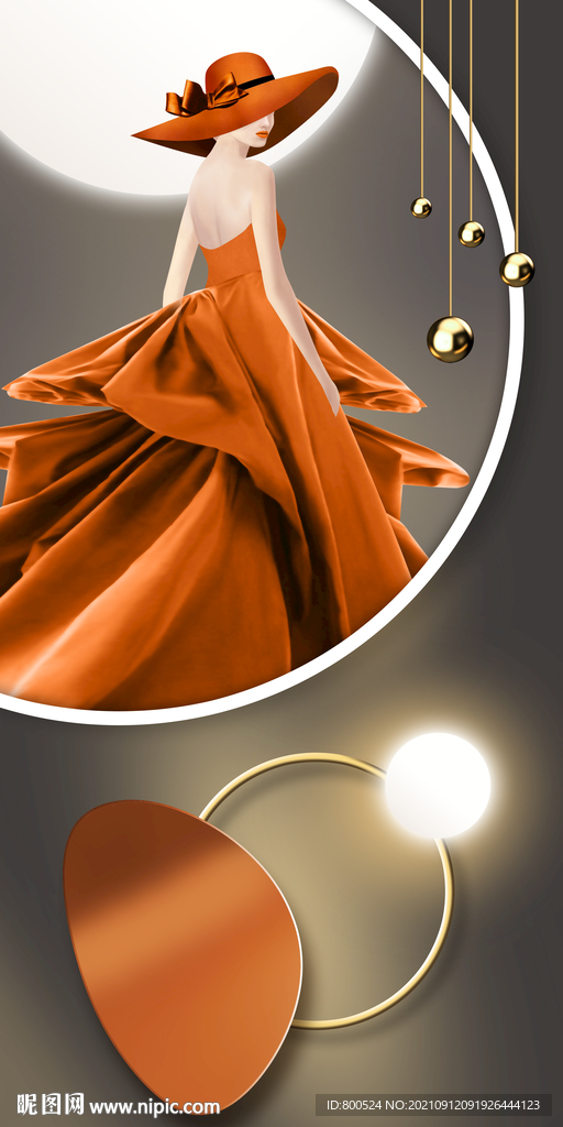 光影几何人物玄关