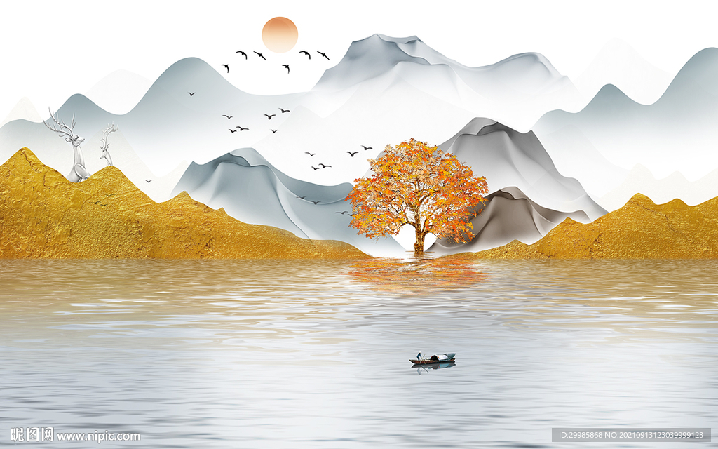 大气新山水无框画 tif分层