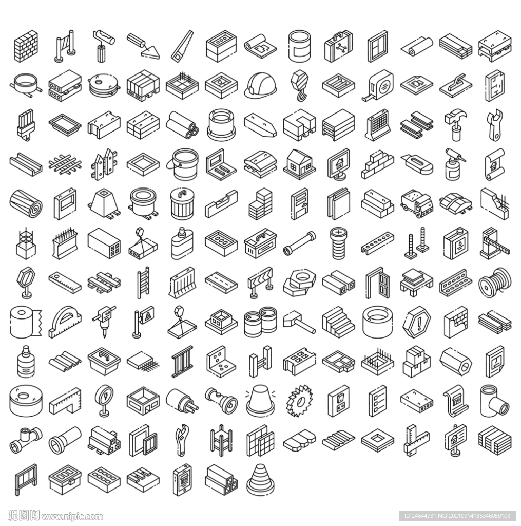 建筑工程立体图标