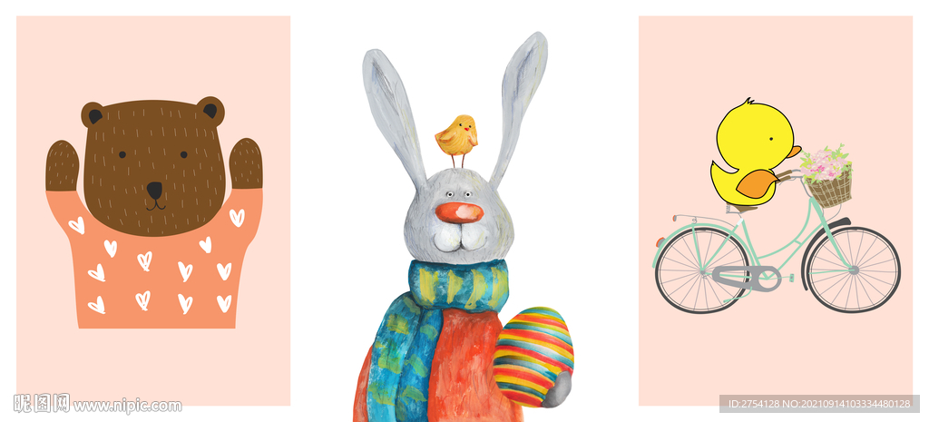 晶瓷画 抽象画 兔子 自行车