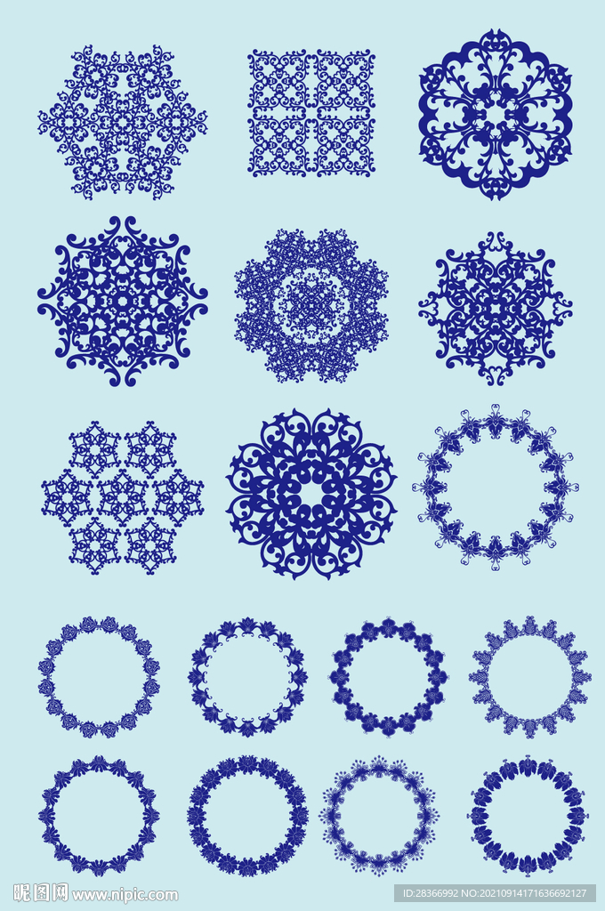 圆形矢量欧式花纹边框花边