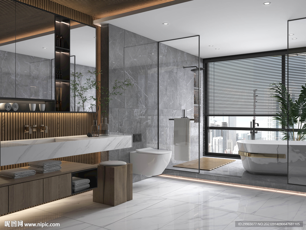 仿古砖瓷砖空间效果图