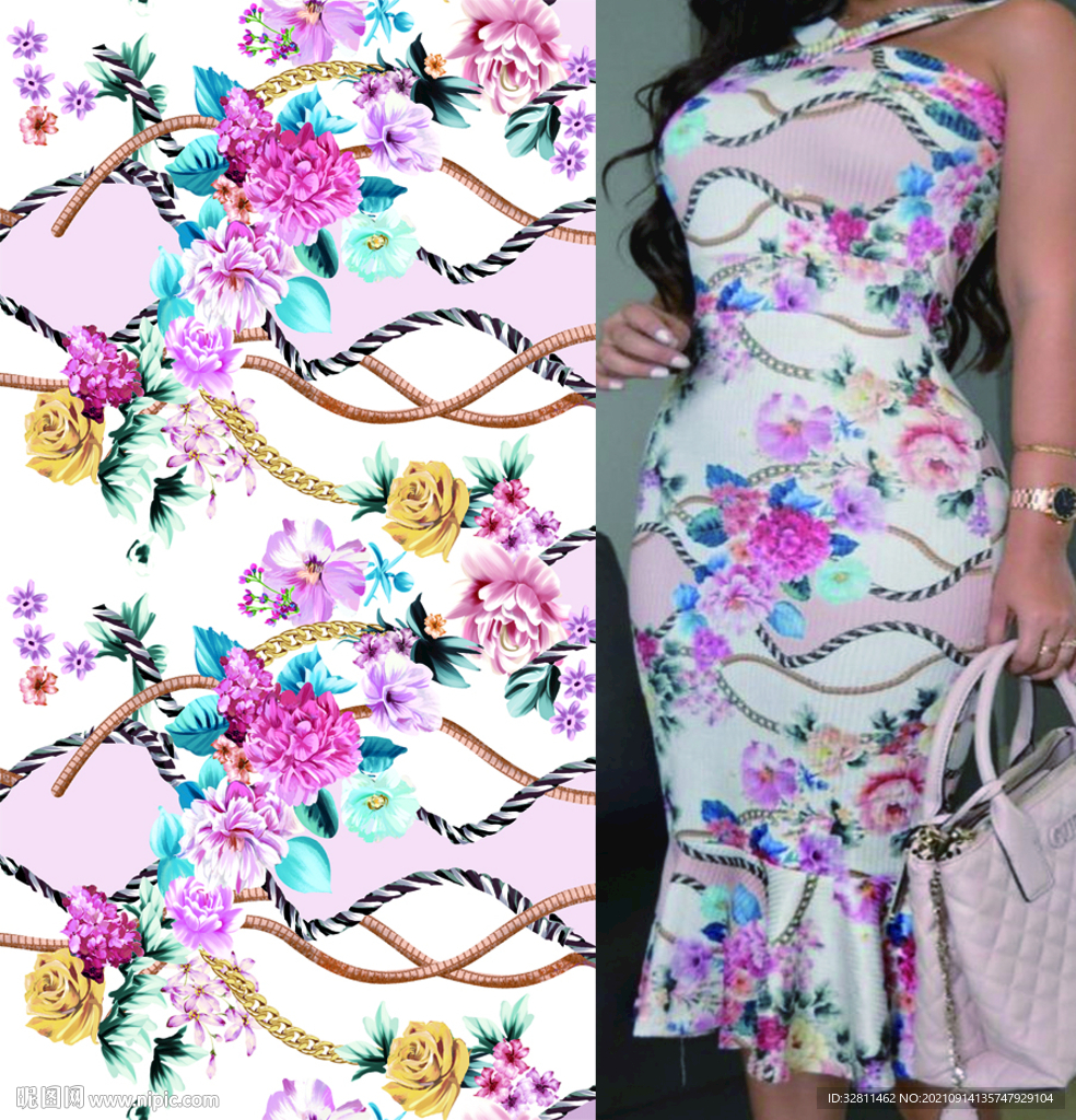 链条 手绘花 大牌乱花