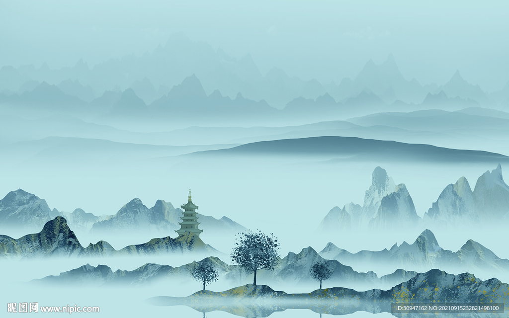 最新现代客厅山水 TIF分层