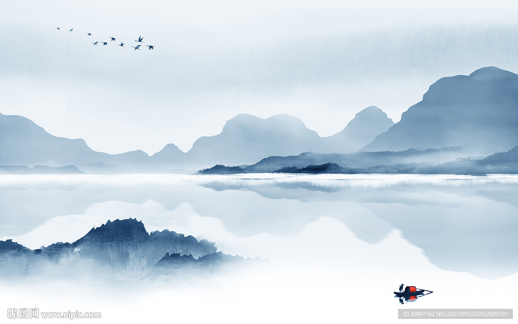 中式 现代客厅山水 TIF分层