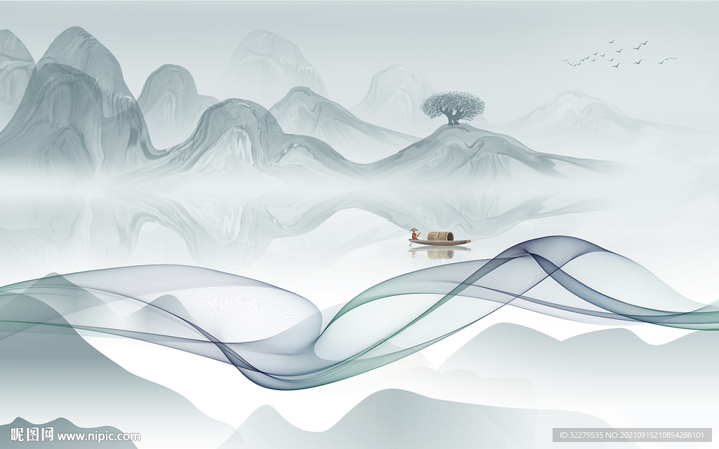 高端简约大气山水 TIF分层