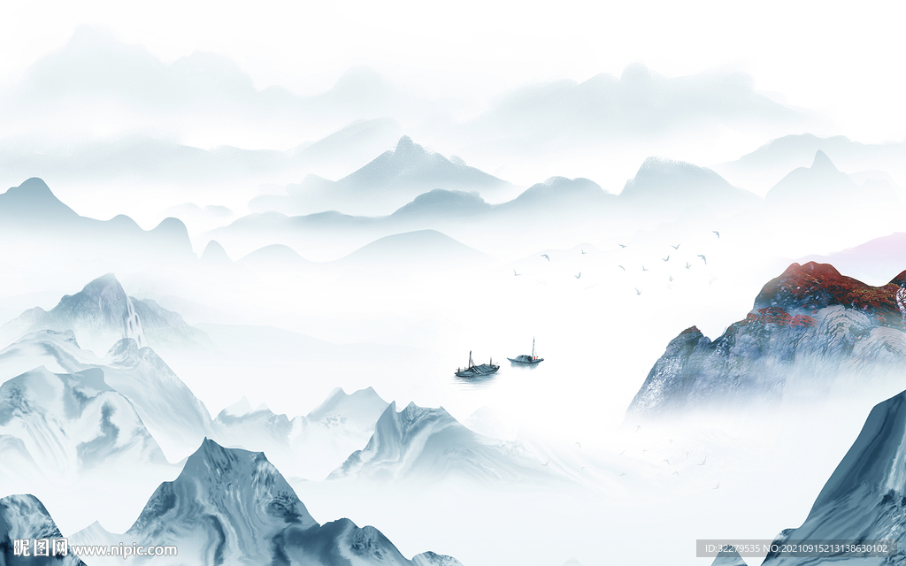 高清简约大气山水 TIF分层