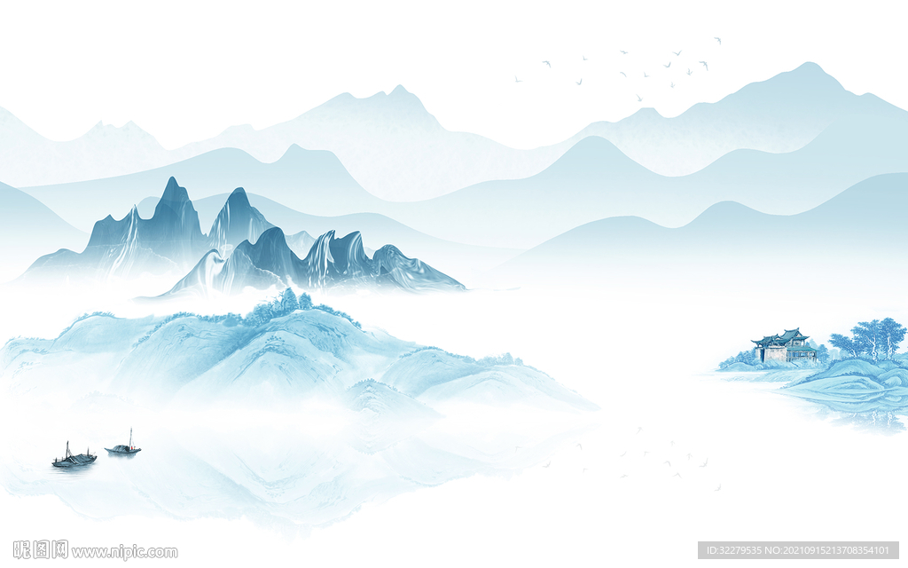 现代 简约大气山水 TIF分层