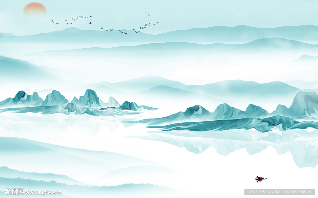 人气背景中式山水 tif分层