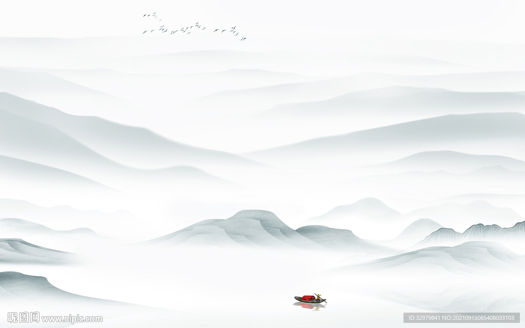 中国风客厅现代山水 TIF分层