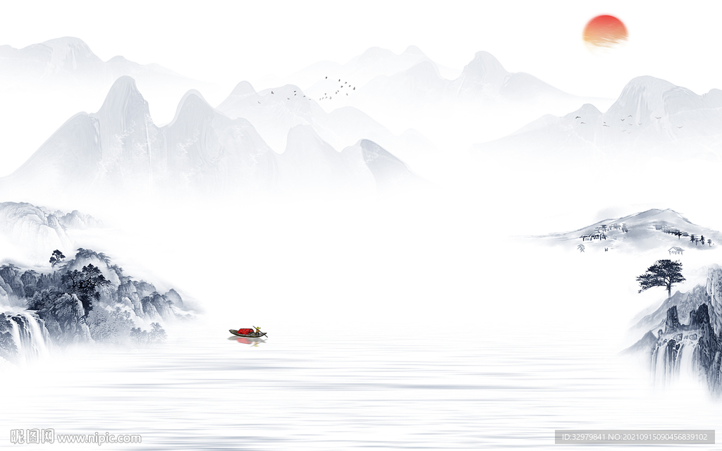 人气客厅现代山水 TIF分层