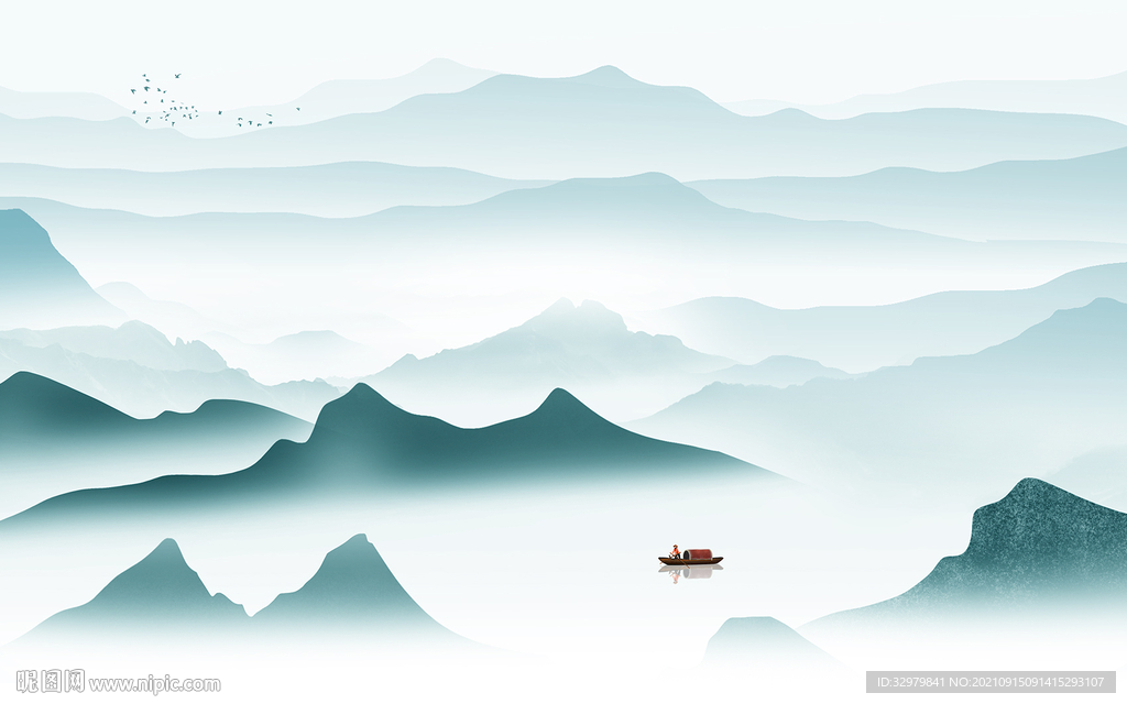 高档 客厅现代山水 TIF分层