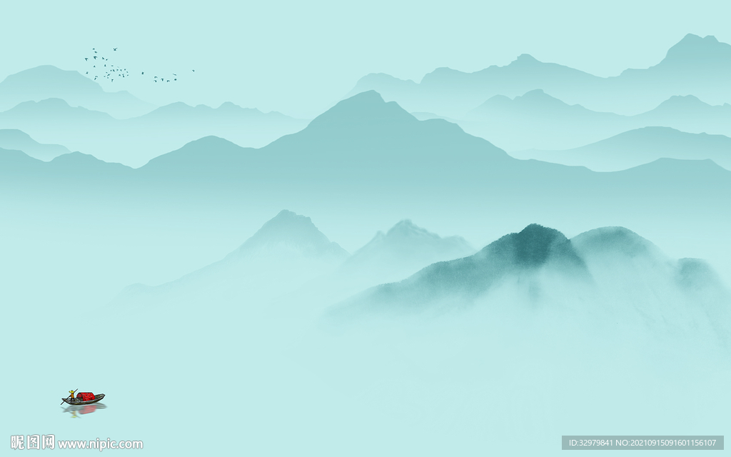 高清 客厅现代山水 TIF分层