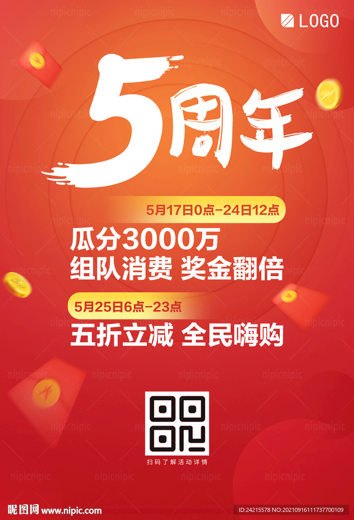 5周年海报 促销海报 店庆展板