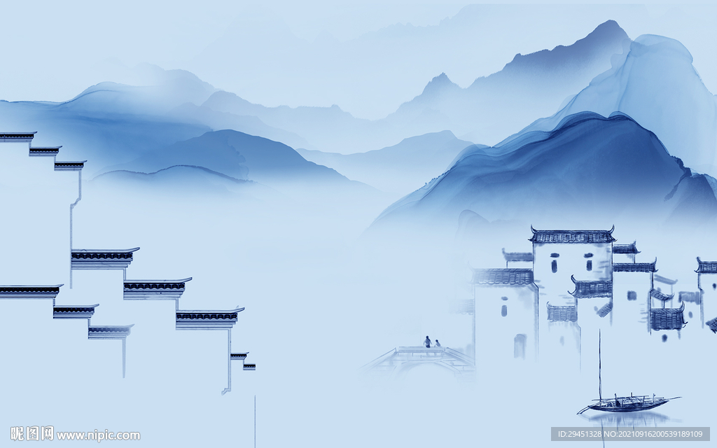 简约 无框画山水 tif分层图