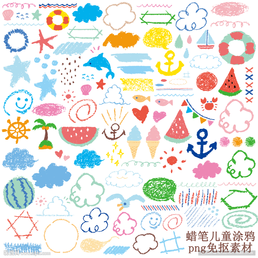 可爱蜡笔儿童涂鸦