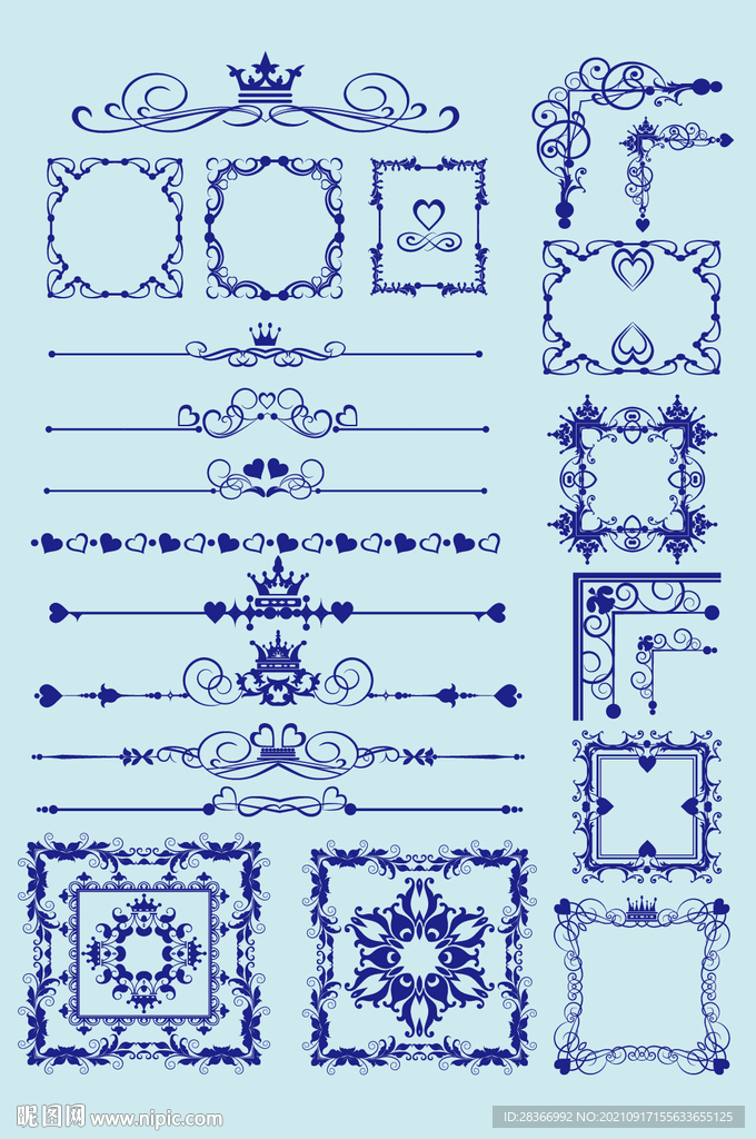 矢量欧式花纹边框花边