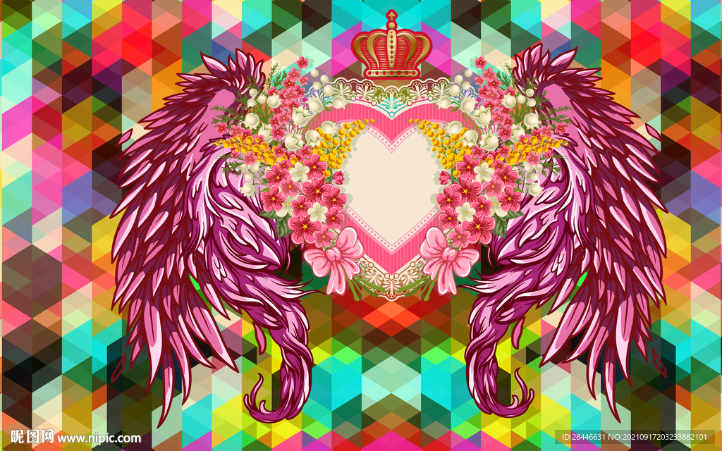 网红翅膀打卡背景墙