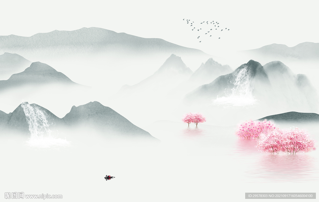 中国风高端山水画 TIF分层图