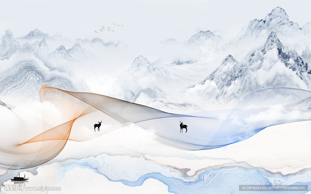 大气 高端山水画 TIF分层图