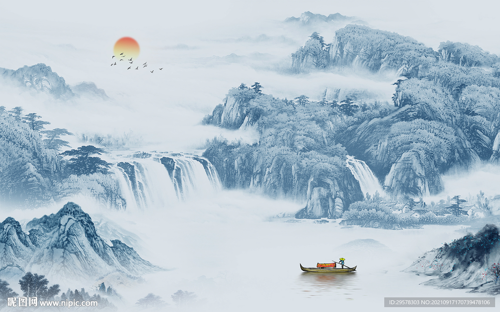 现代高端山水画 TIF分层图