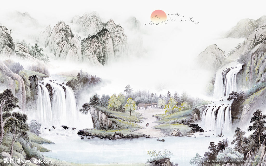 人气山水无框画 tif分层图