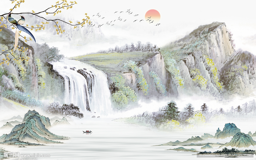 新款山水无框画 tif分层图