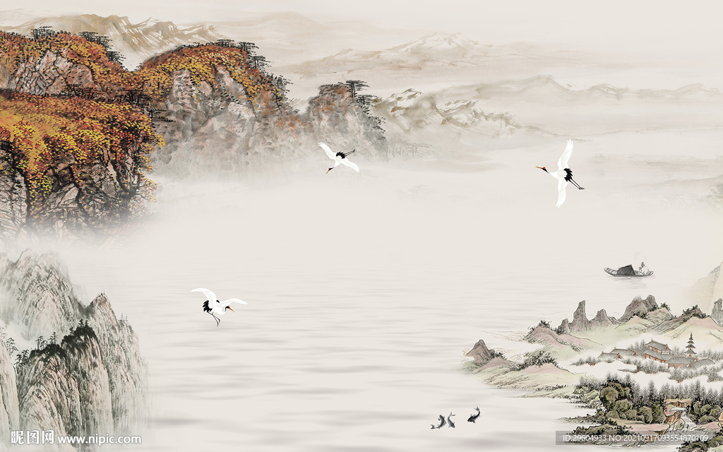 最新 山水无框画 tif分层图