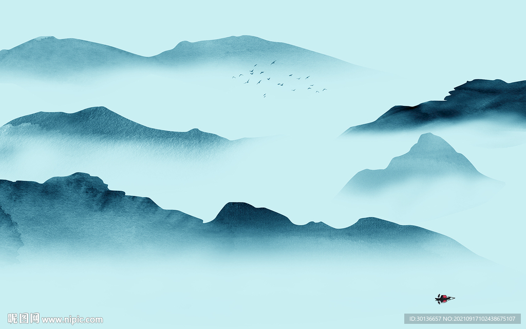 最新 山水画背景图 TIF分层