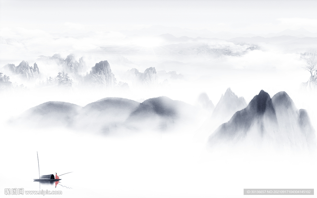 人气山水画背景图 TIF分层