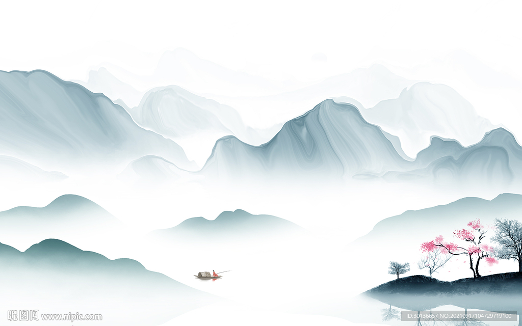 大气山水画背景图 TIF分层