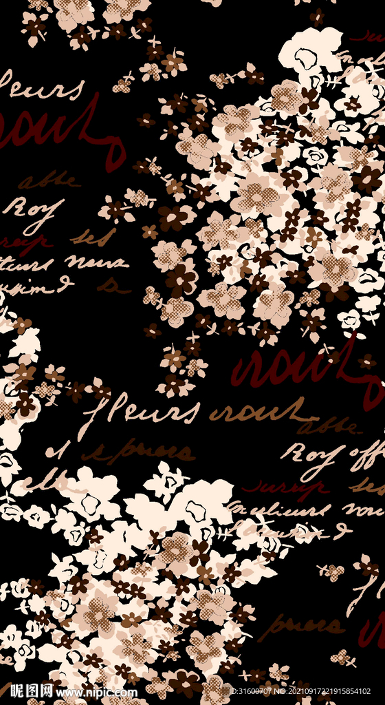 抽象字母小碎花