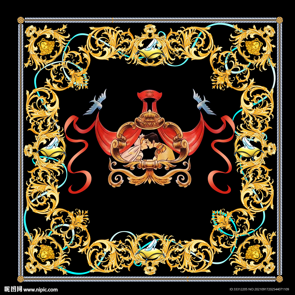 欧式花型  大牌男装 数码印花