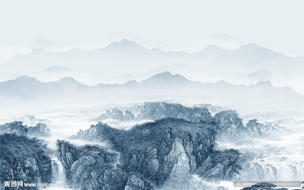 中国风现代新山水画 tif分层