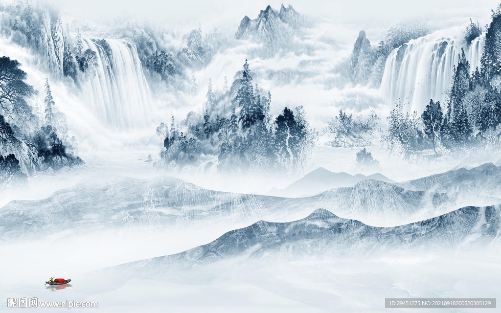 新中式现代新山水画 tif分层