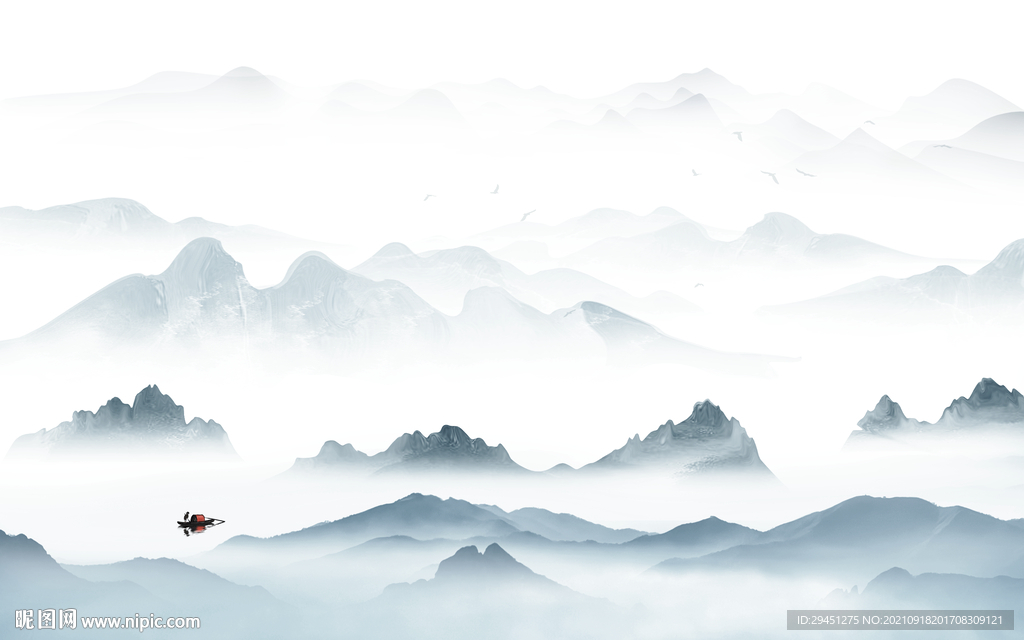 中式现代新山水画 tif分层